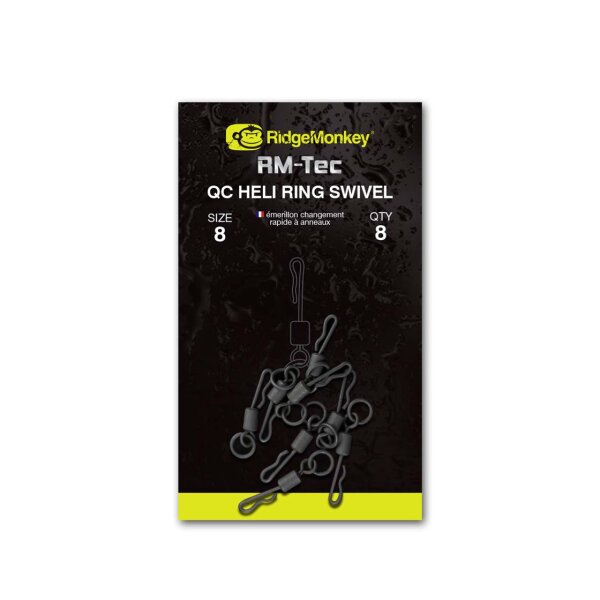 Ridge Monkey RM-Tec Quick Change Heli Ring Swivel Gr.8 8St&uuml;ck