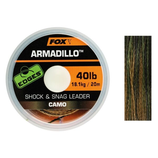Fox Armadillo Camo Shock &amp; Snag Leader 40lb 18kg 20m