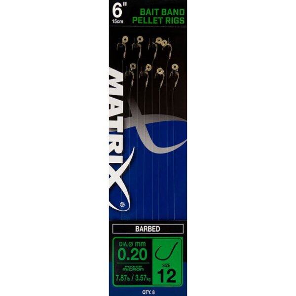 Matrix - 6" Bait Band Pellet Rigs 8 Stück Gr.18