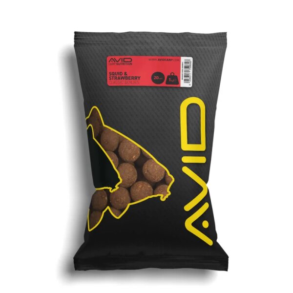 Avid Carp Squid & Strawberry Boilies 20mm 1kg