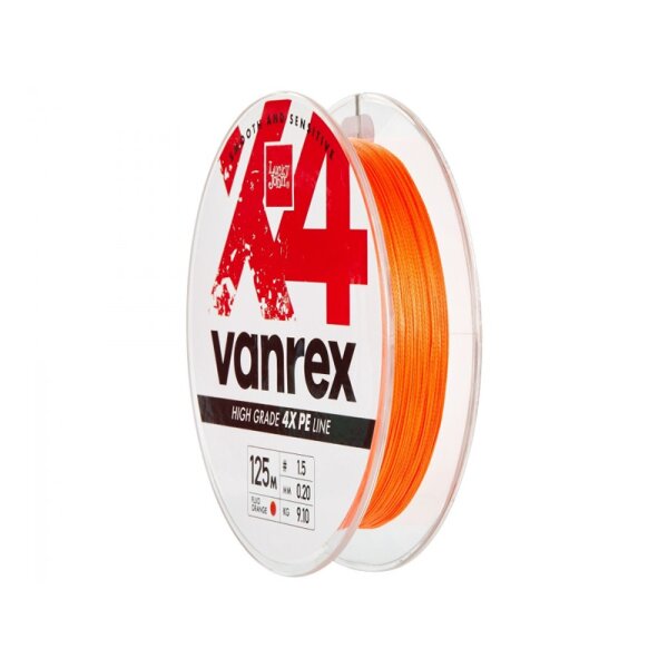 Lucky John Vanrex X4 braided Line 125m Ø0,08mm 2,5kg orange